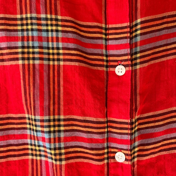 J.McLaughlin Sz M Red Plaid Lois Blouse Long Sleeves Light Fabric Top Shirt - Picture 4 of 7
